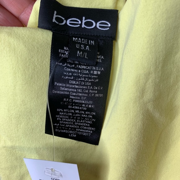 bebe Yellow Racerback Activewear Tank Size M/L NWT - Picture 3 of 6